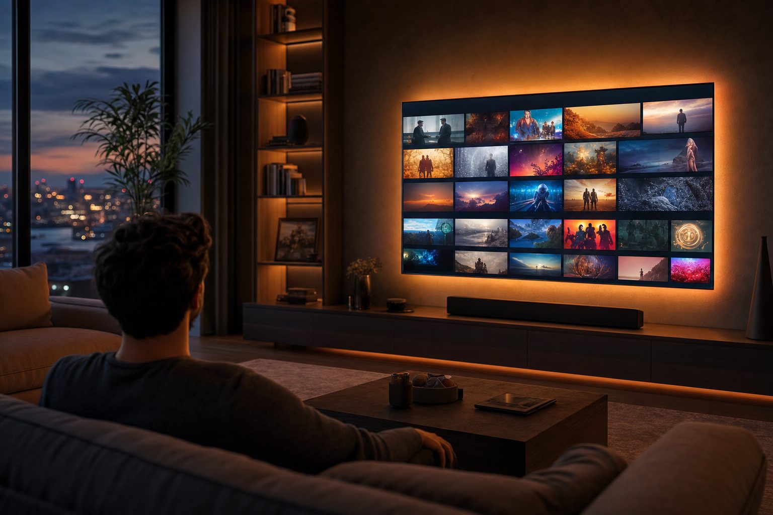 Expérience Streaming TV SoFast sur Smart TV : grille de chaînes en direct