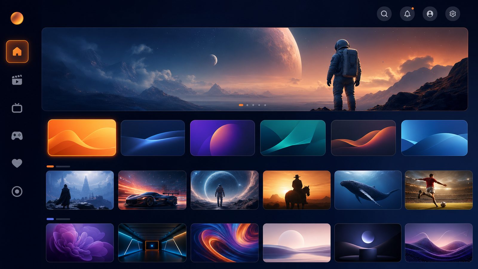 Interface du launcher WAYO sur téléviseur