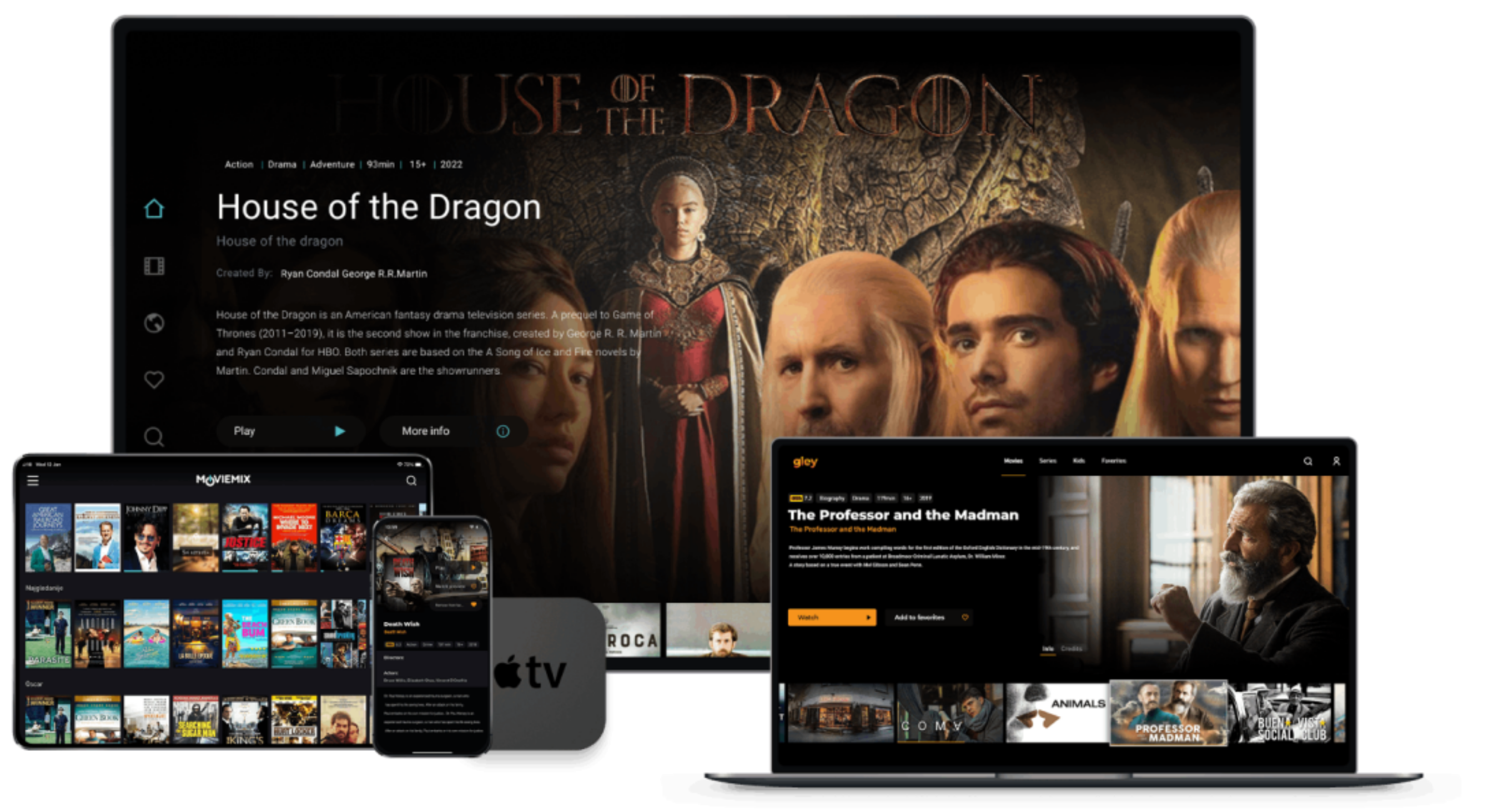Plateforme OTT en marque blanche SoFast sur Smart TV, mobile et tablette